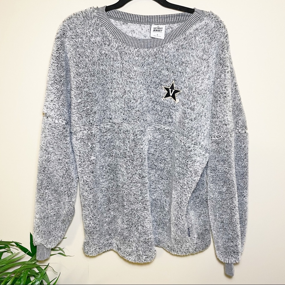 Vanderbilt University Fuzzy Sherpa Grey Spirit Jersey Pullover Sz S